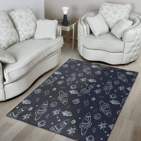 Cartoon Galaxy Space Area Rug