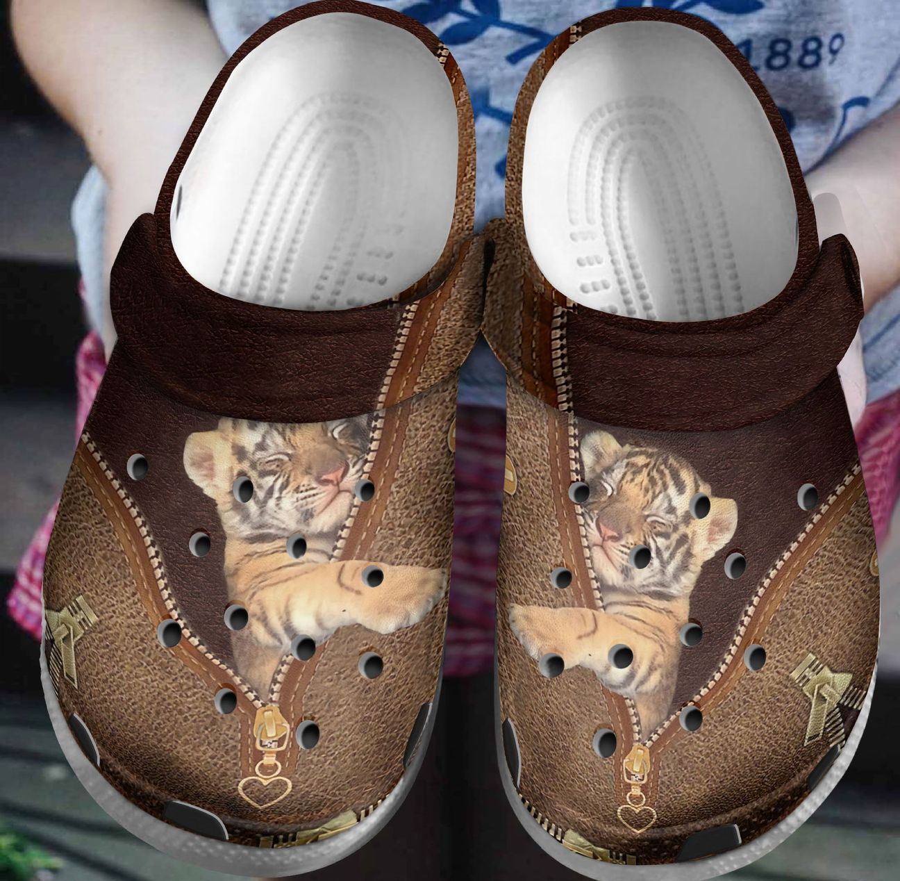 Tiger Personalized Clog, Custom Name, Text, Color, Number Fashion Style For Women, Men, Kid, Print 3D Tiger In Zip