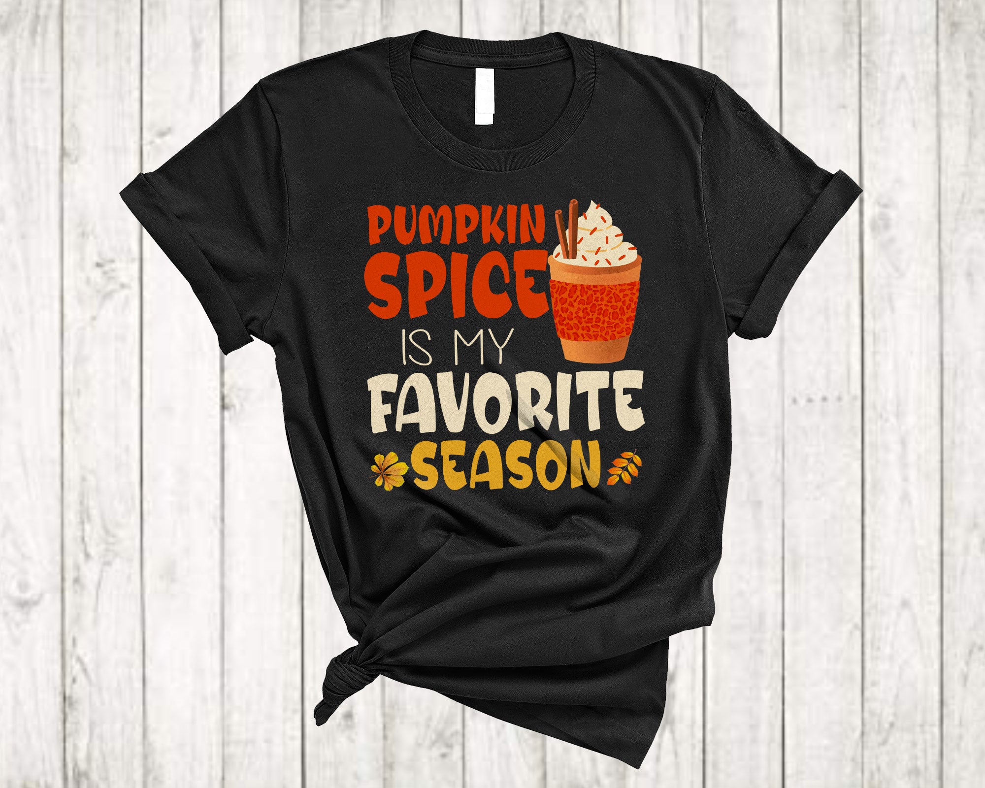 Thanksgiving Pumpkin Spice Shirt Pumpkin Spice Is My Favorite Season Funny Leopard Plaid Gifts T-Shirt