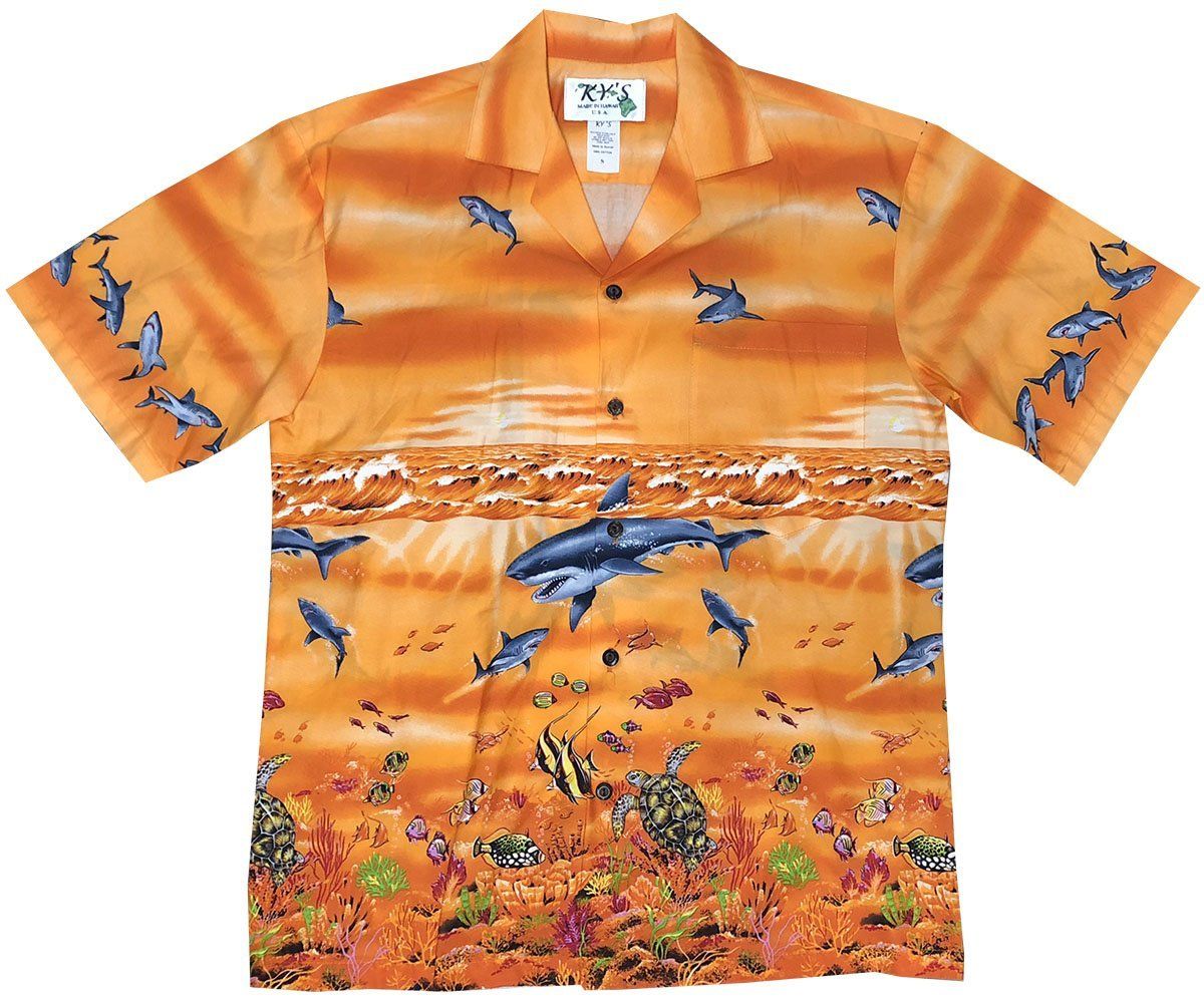 Shark Tornado Orange Hawaiian Aloha Shirts Aloha Shirts