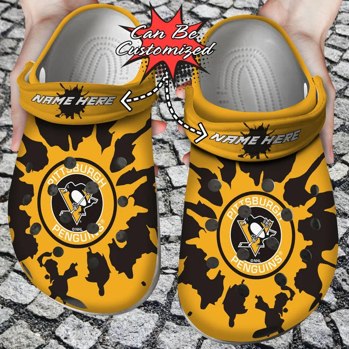 Hockey Crocss – Personalized P.Penguins Color Splash Clog Shoes