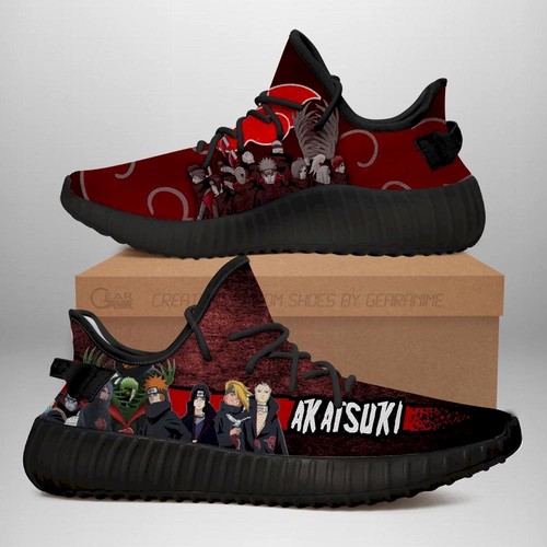 Best Akatsuki Clan Yeezy Shoes Naruto Anime Sneakers Fan For Sale