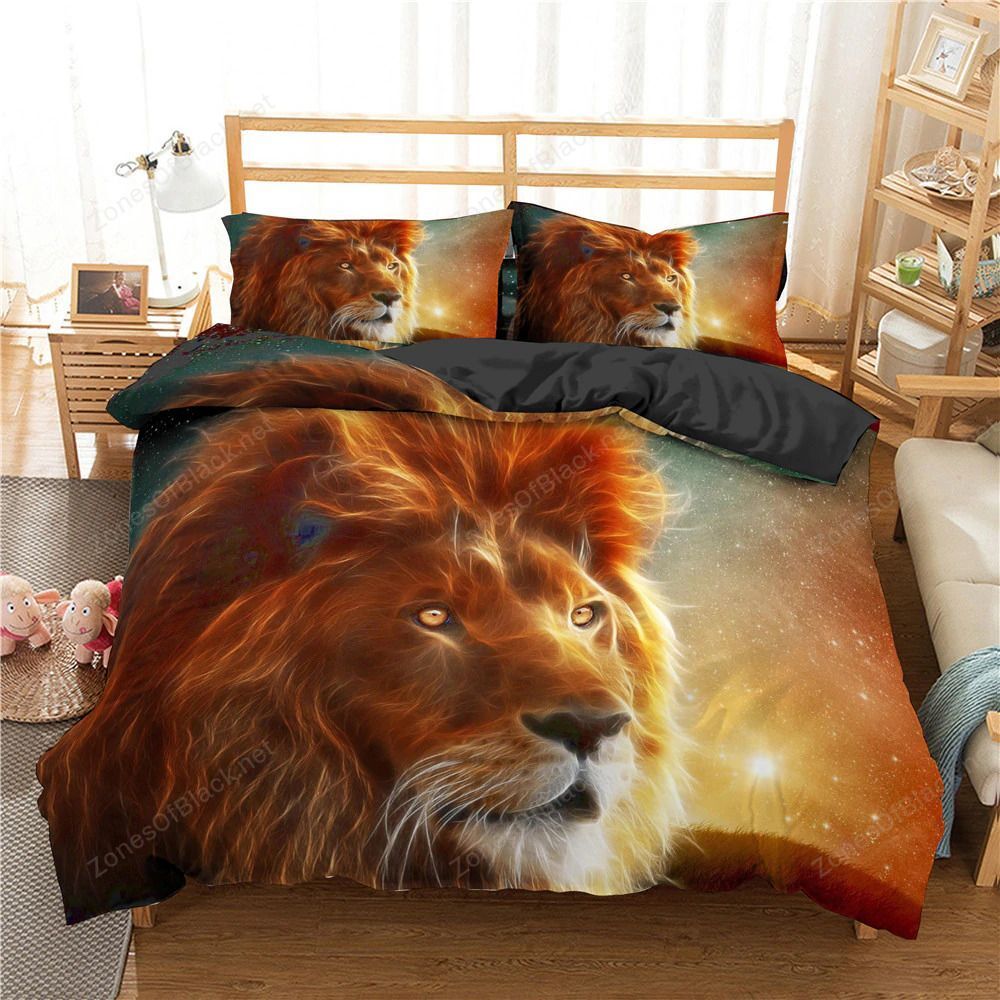 3D Stunning Lion Looking Pattern Bedding Set Double Full Queen Extra Large Pillowcase Quilt Cover