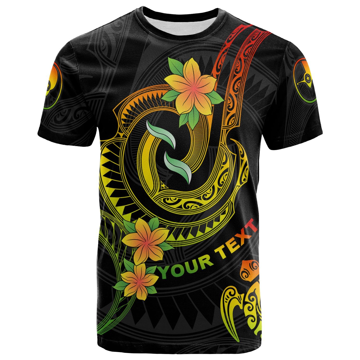 Yap Custom Personalised T- Shirt – Reggae Plumeria Flowers with Spiral Patterns – BN26