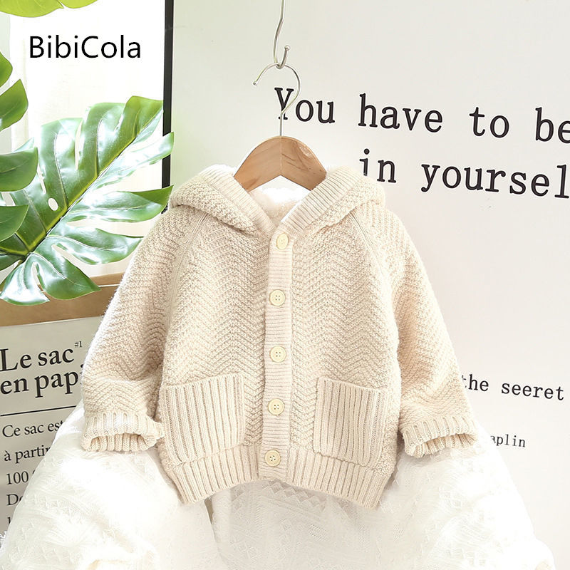 baby baby cardigan 2022 new autumn and winter clothes for baby boys and girls thickened hooded plus fleece sweater coat female alx