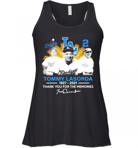 Tommy Lasorda 1927 2021 Signature Los Angeles Dodgers Legend Racerback Tank