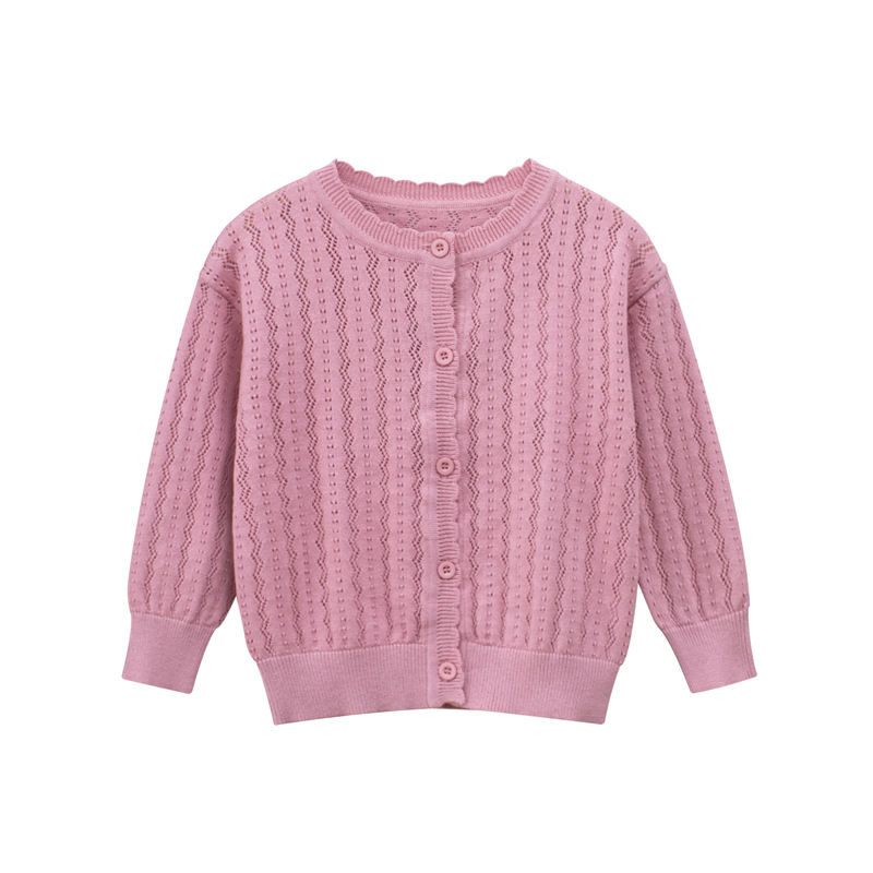 2022 New Lovely Girl’s Knitted Cardigan Baby Sweater Pure Cotton Solid Color Children Spring and Autumn Clothing With Button alx