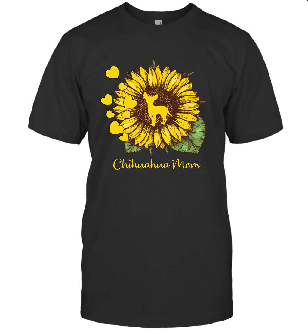 Dog Mom Chihuahua Lovers Hippie Style Women Gifts Sunflower T-Shirt Dog Mama Shirt Pets Mum Tees for Birthday Anniversary Mother’s Day Doggo Puppy Mommy Tshirts