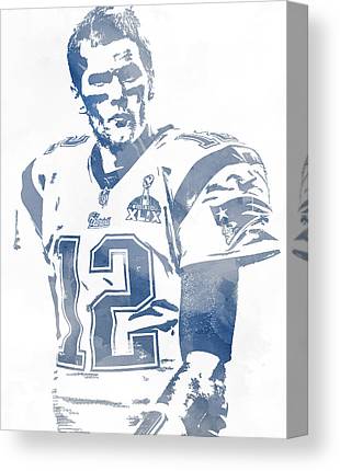 Tom Brady New England Patriots Water Color Pixel Art 9 Joe Hamilton Canvas Print