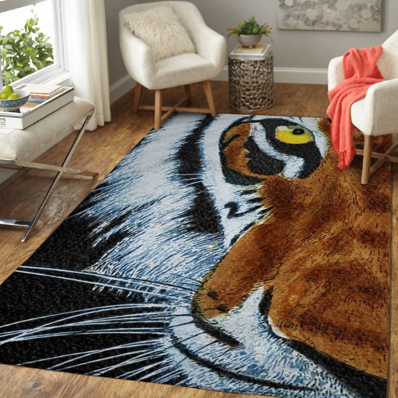 Tiger Head Illustration – Animals Area Rug Carpet