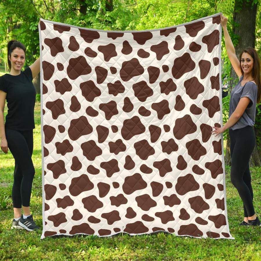 Brown And White Cow Print Quilt