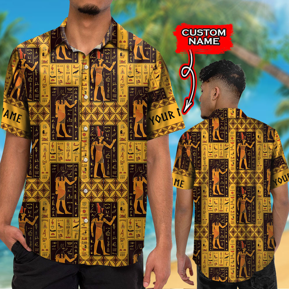 Anubis Seamless Pattern Customized All Over Print Hawaii Shirt For Men Women Ha22901