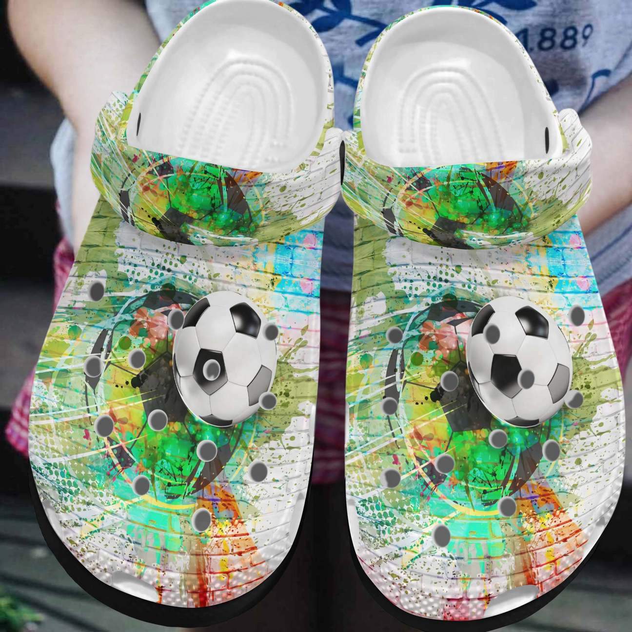 Soccer Personalized Clog, Custom Name, Text, Color, Number Fashion Style For Women, Men, Kid, Print 3D Soccer Wall