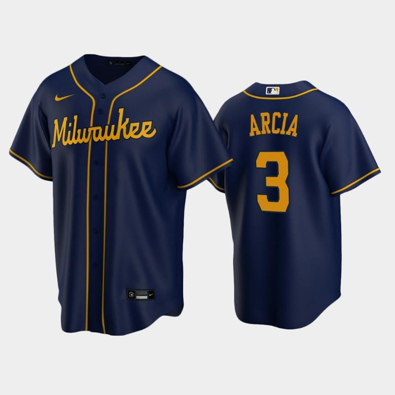 Brewers 3 Orlando Arcia Alternate Navy Jersey