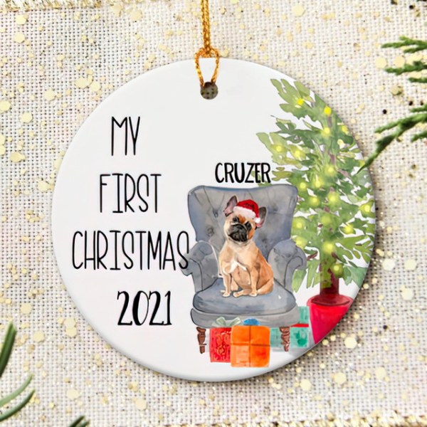 Personalized English Bulldog Puppy’S First Christmas Ornament, English Bulldog Ornament