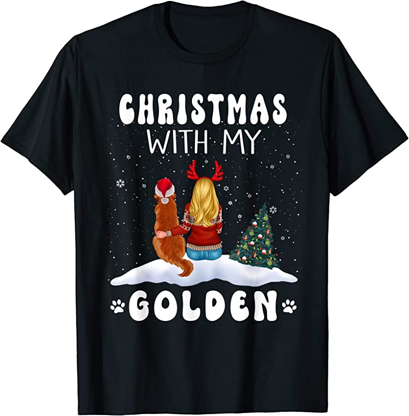 Christmas With My Golden Retriever Dog Puppy Funny Xmas T-Shirt