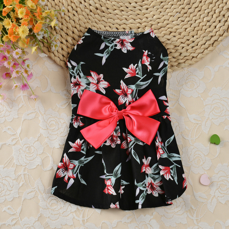 Dog Cute Floral Bow Dresses Pet Dog Wedding Dress For Small Dogs Summer Chihuahua Pug Clothing Puppy Cat Supplies Vacation alx