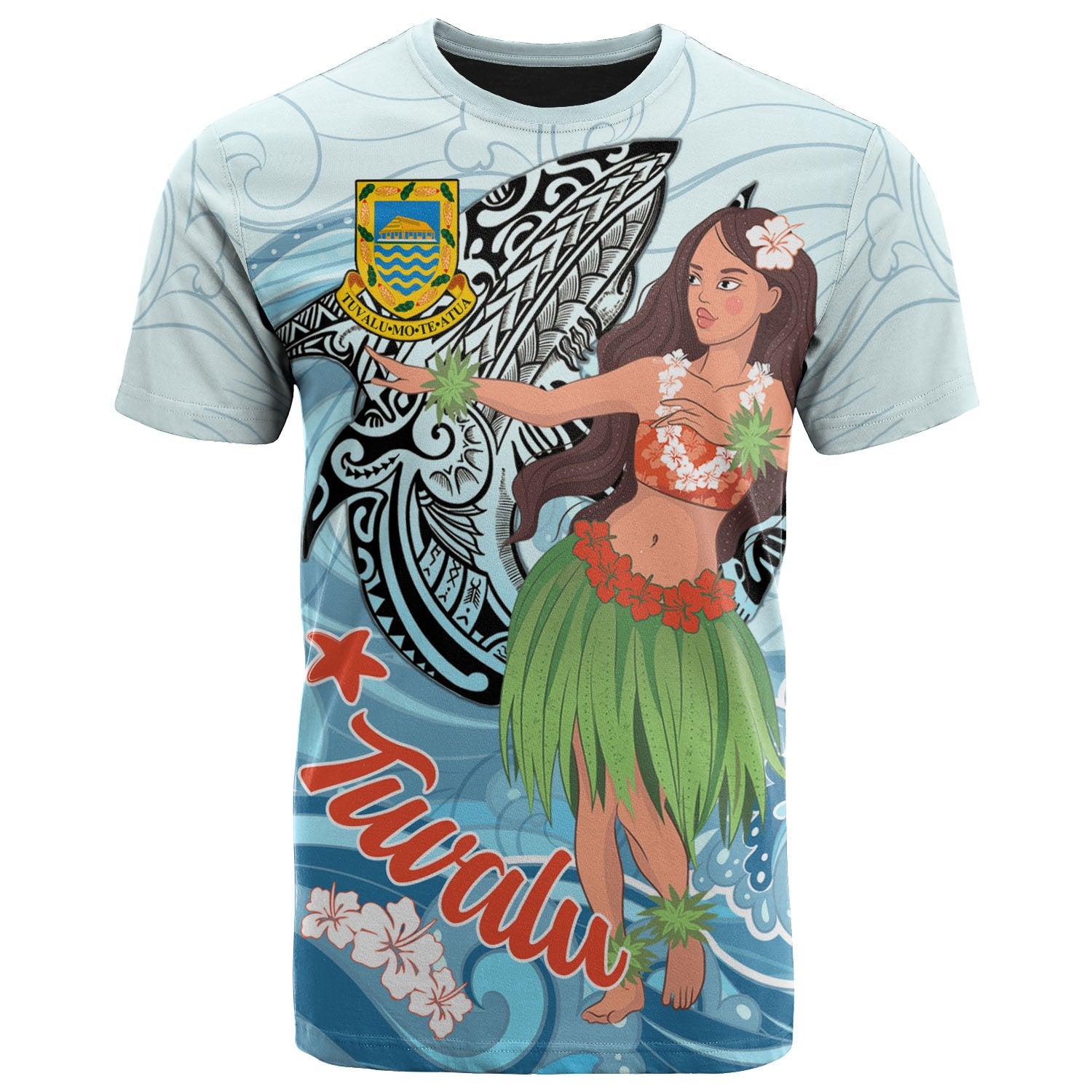 Tuvalu T-Shirt – Polynesian Girls With Shark