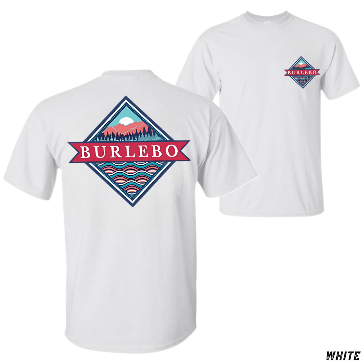 Burlebo Outdoors T-Shirt – Vintage Mountain and Waves Graphic, Unisex Fit, Comfortable Casual T-Shirt for Outdoor Lovers Crewneck Streetwear