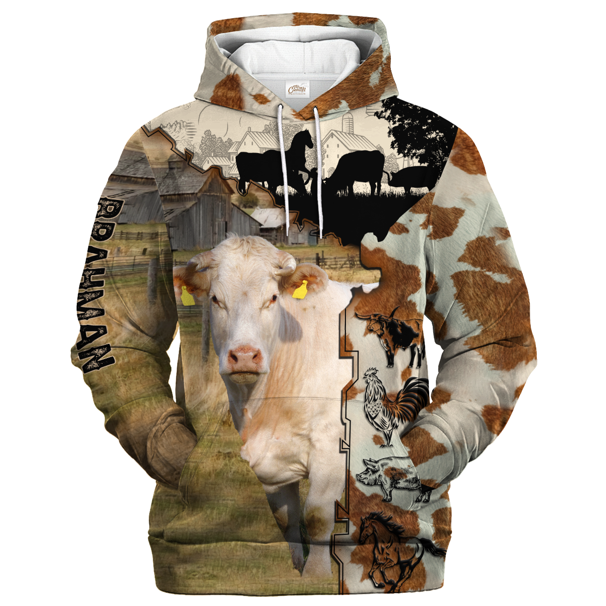 Brahman Fur Pattern On The Farm Hoodie, Cow Hoodie For Men Women, Farm Gift