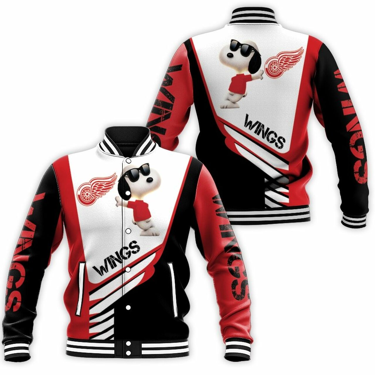 Detroit Red Wings Snoopy For Fans Baseball Jacket