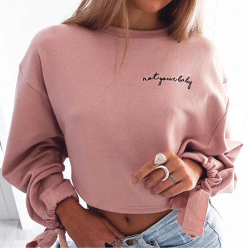 Bigsweety Women Short Hoodies Jumper Sweatshirts Female Pink Cropped Top Autumn Kawaii Harajuku Embroidery Letter Loose Pullover alx