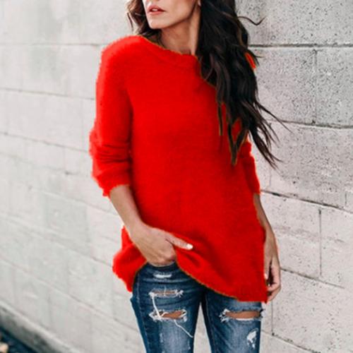 Women Casual Autumn Winter Sweater O Neck Long Sleeve Plushy Knitted Pullover Sweater Plus Size 5XL alx