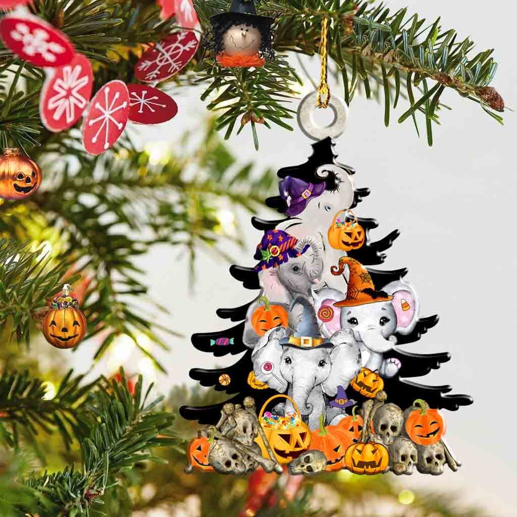 Elephant Tree Halloween Two Sides Ornament