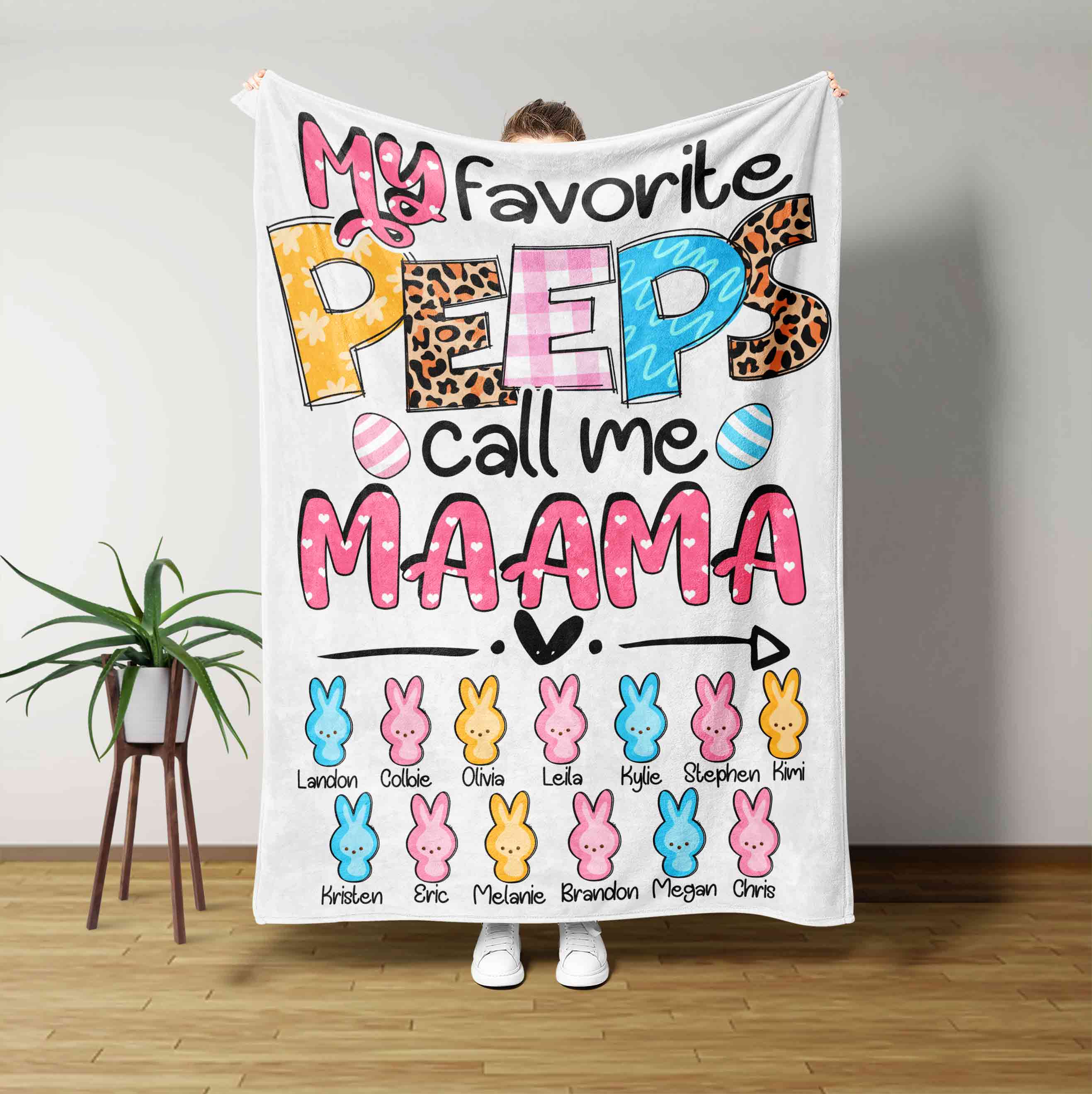 My Favorite Peeps Call Me Maama Blanket, Rabbit Blanket, Family Blanket, Custom Name Blanket, Gift Blanket