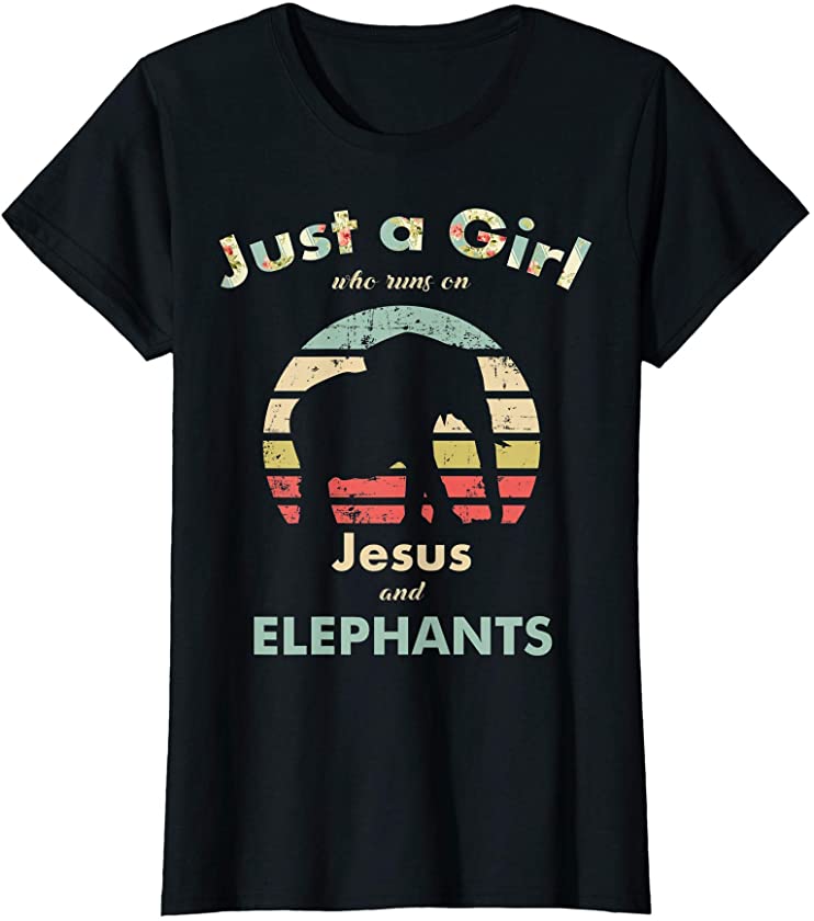 Just A Girl Who Runs on Jesus and Elephants Cool Elephant T-Shirt