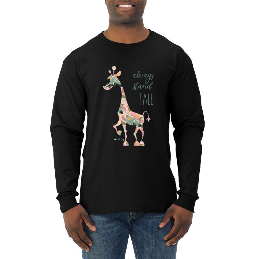 Always Stand Tall Cute Mosaic Wild Giraffe Animal Lover Mens Long Sleeve Shirt