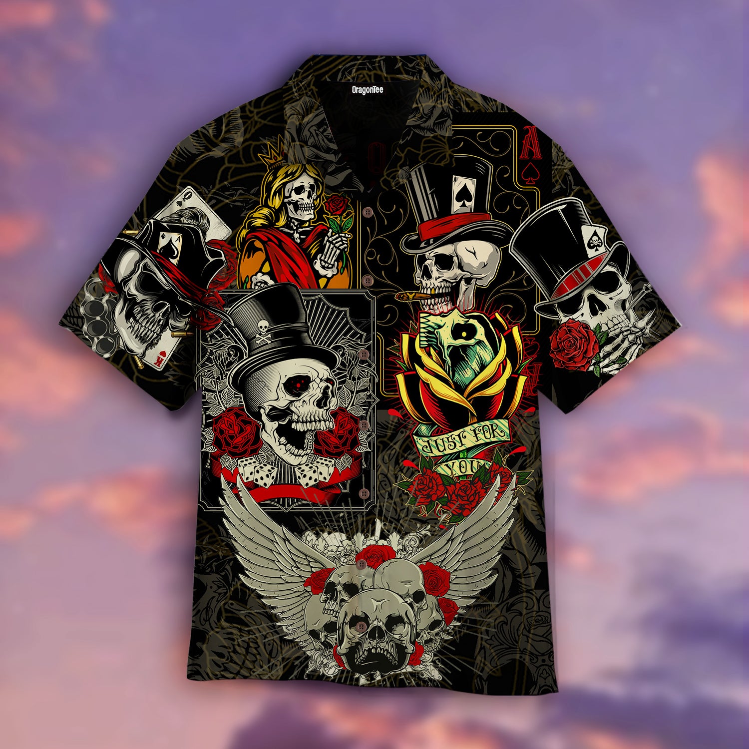 Oragontee Skull Rose Poker Hawaii Shirt For Men Women Adult Ha106242