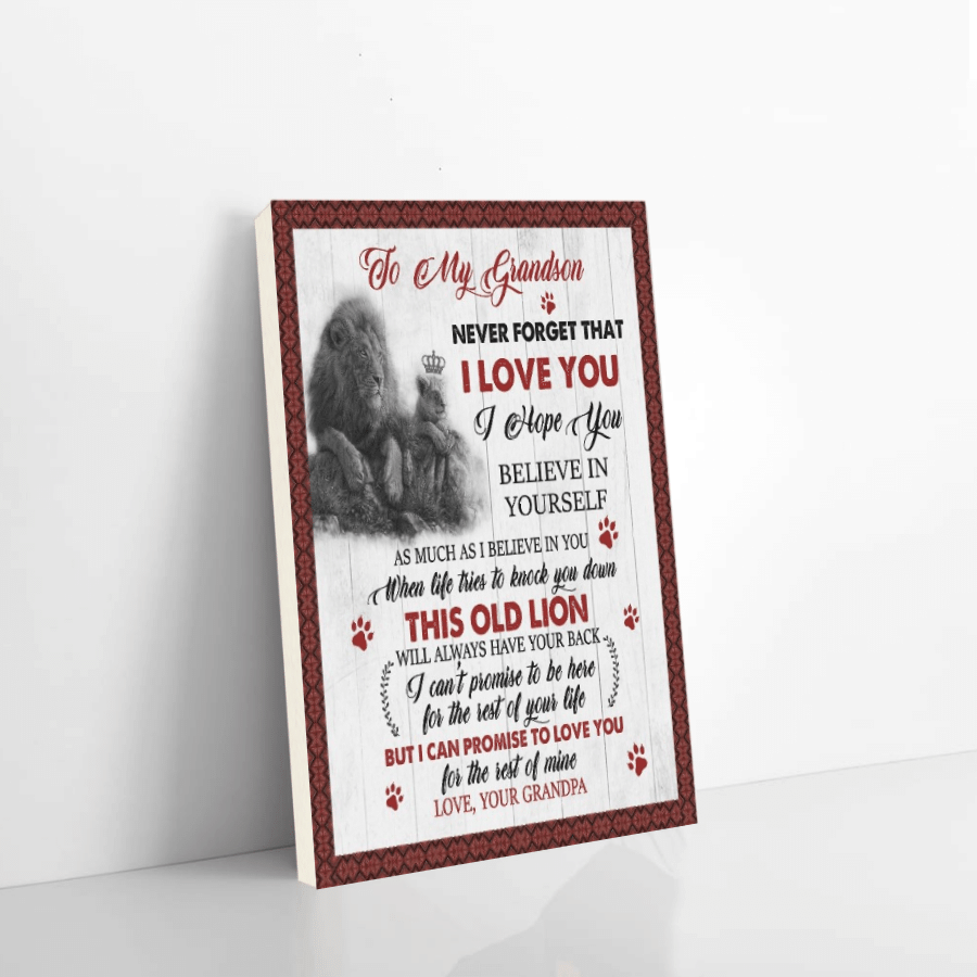 Lion Canvas Granpa To Grandson Never Forget That I Love You Christmas Gift Ideas