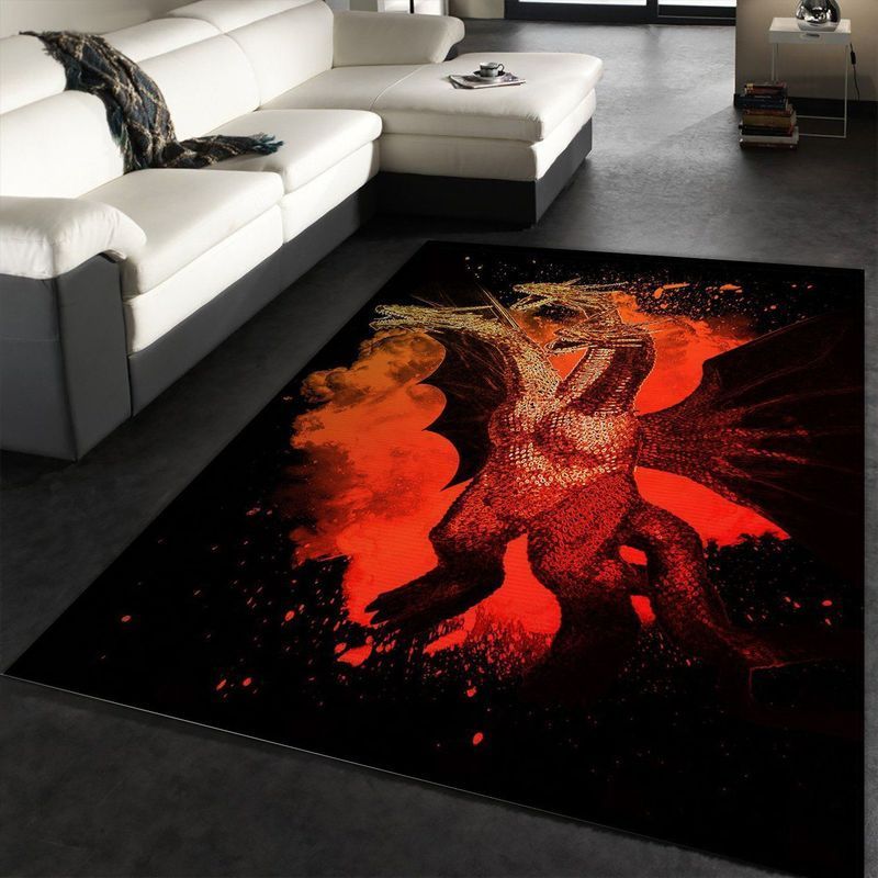 Three Headed Dragon King Ghidorah Anime Hero Area Rug, Bedroom, Christmas Gift Us Decor