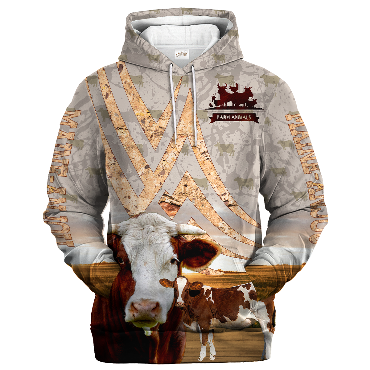 Maine Anjou On A Stone Background Hoodie