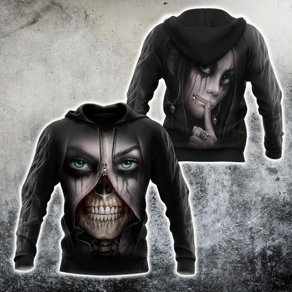 Unisex Hoodie All Over Print Skull Gifts True Face Skull Girl Us Unisex Size Hoodie