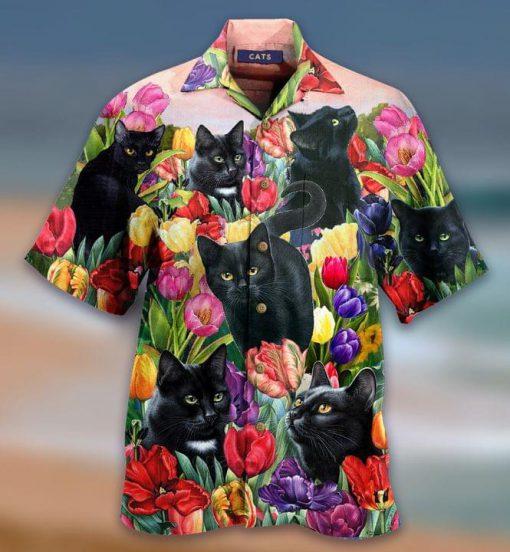 Cat Dream And Tulip Garden Hawaii Shirt For Men Women Ha4524