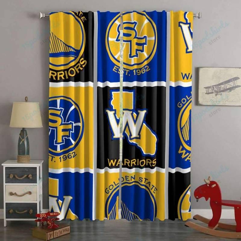 3D Printed Golden States Warriors Style Custom Living Room Curtains