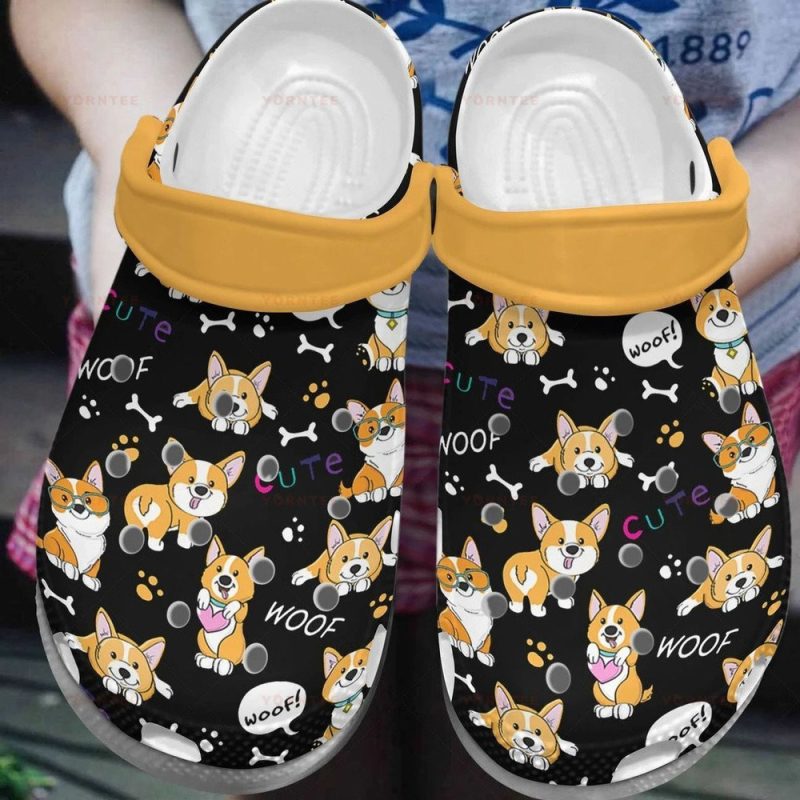 Cute Corgi 2 Gift For Lover Rubber clog Shoes Comfy Footwear