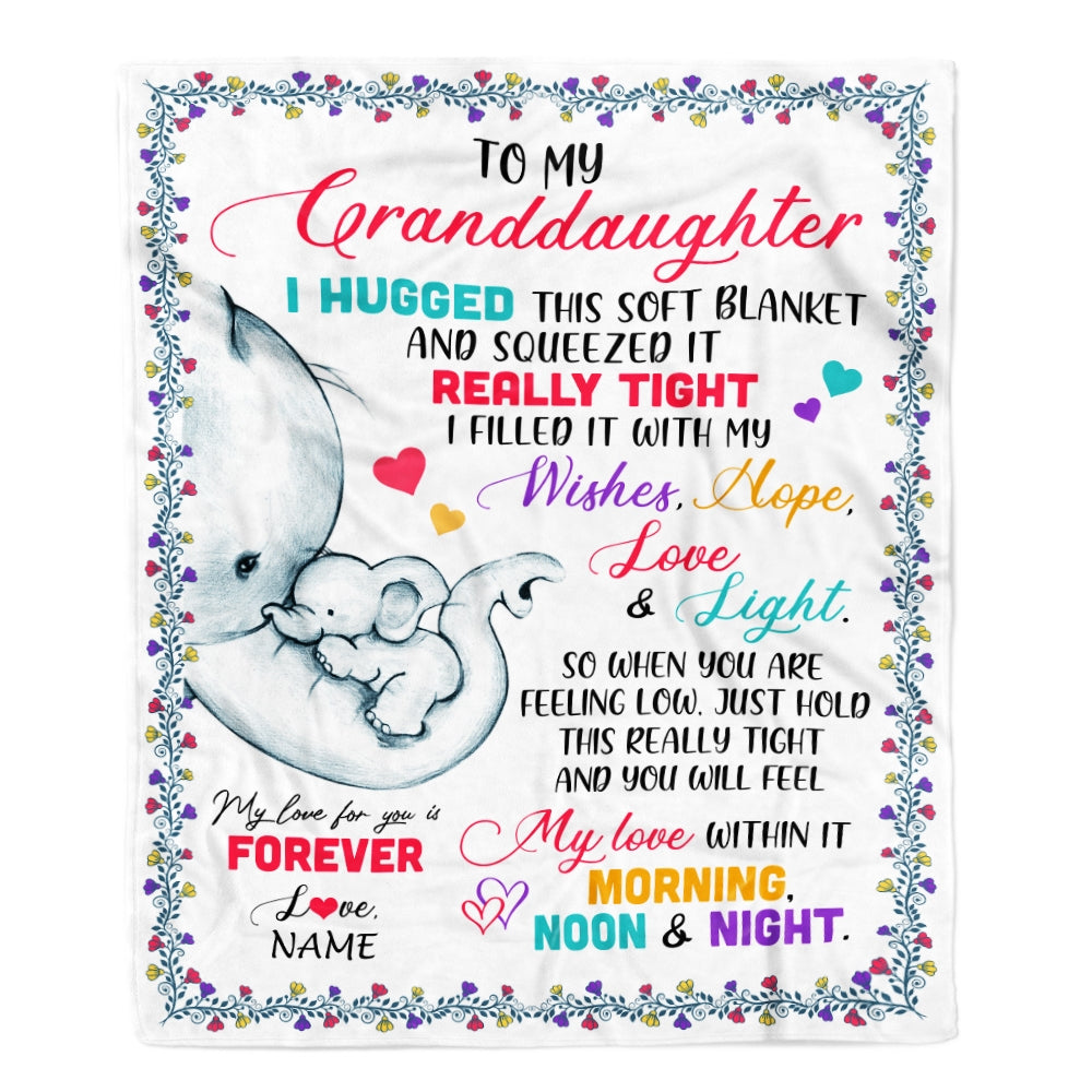 Personalized To My Granddaughter Blanket From Grandma Grandpa Elephant I Huggest This Soft Blanket Granddaughter Birthday Christmas Customized Fleece Blanket