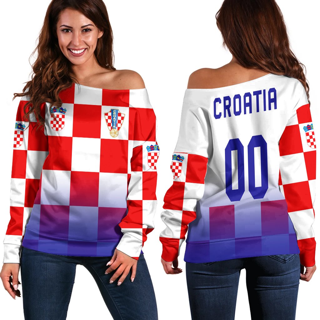 (Custom) Croatia Euro Women’s Off Shoulder Sweater Soccer A27