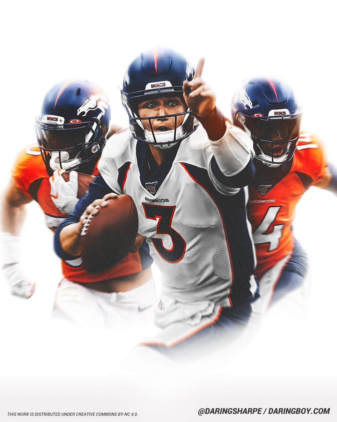 Denver Broncos Drew Lock #3 Philip Lindsay #30 Courtland Sutton #14 Poster For Fans poster canvas