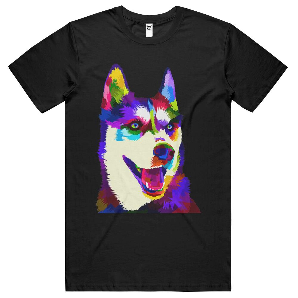 Husky Colorful Pop Art Portrait For Dog Owners Chukcha Sibe T Shirts