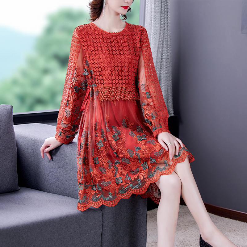 Spring Fashion Mesh Embroidery Patchwork Lace Hollow Out Sexy Mini Dress 2022 Women Korean Vintage Elegant Bodycon Party Dresses alx