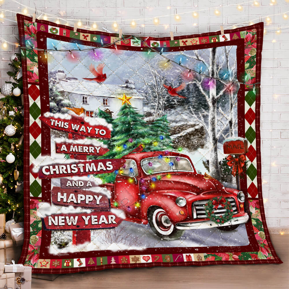 This Way To A Merry Christmas Quilt Blanket