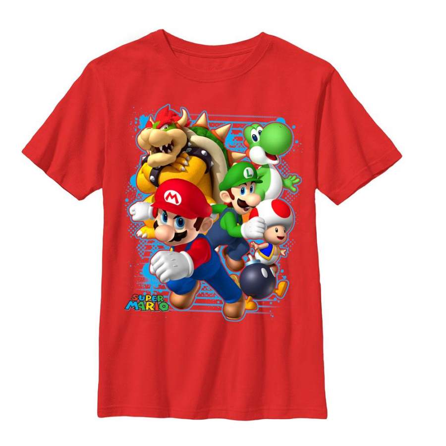 Super Mario Brothers Blast Out Mens T Shirt Red