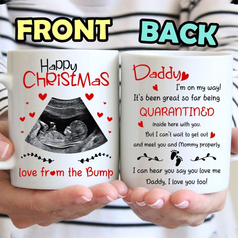 Personalized Gift For Expecting Dad On My Way Happy Christmas Mug