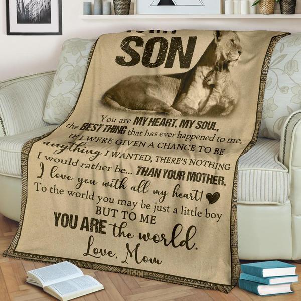 To My Son You Are My Heart And My Soul Fleece Blanket Gift For Family,Birthday,Daughter,Son,Lion Lovers Gift Home Decor Bedding Couch Sofa Soft And Comfy Cozy