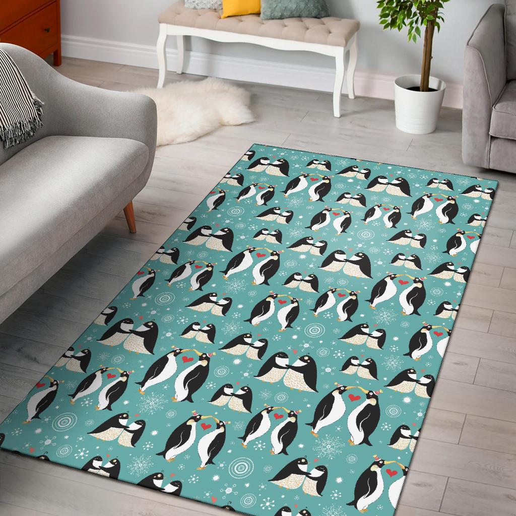 Penguin Love Print Area Rugs