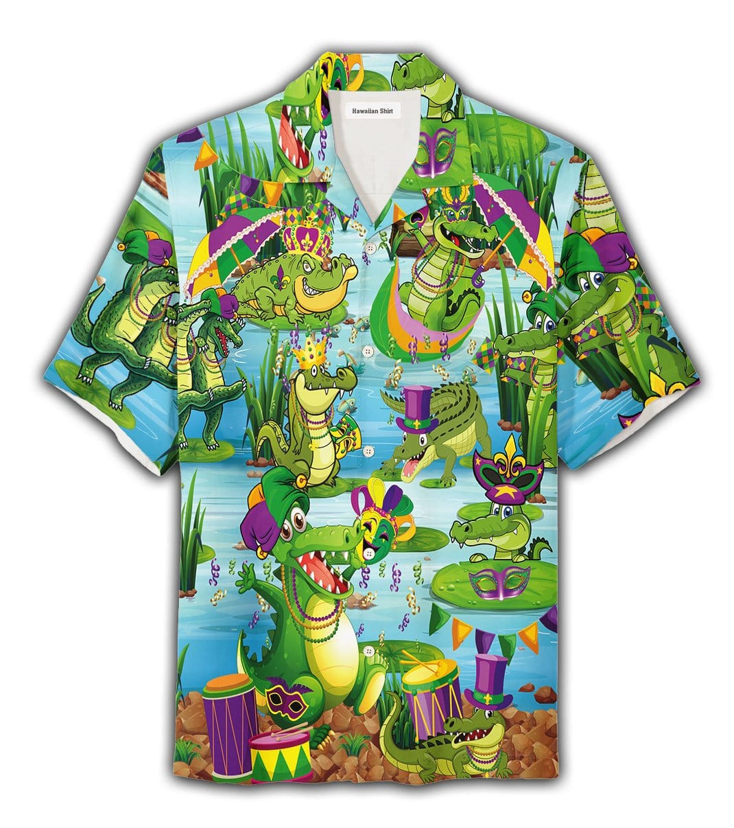 Crocodile Wearing Mardi Gras Hawaii Aloha Shirts Dh Ha69105